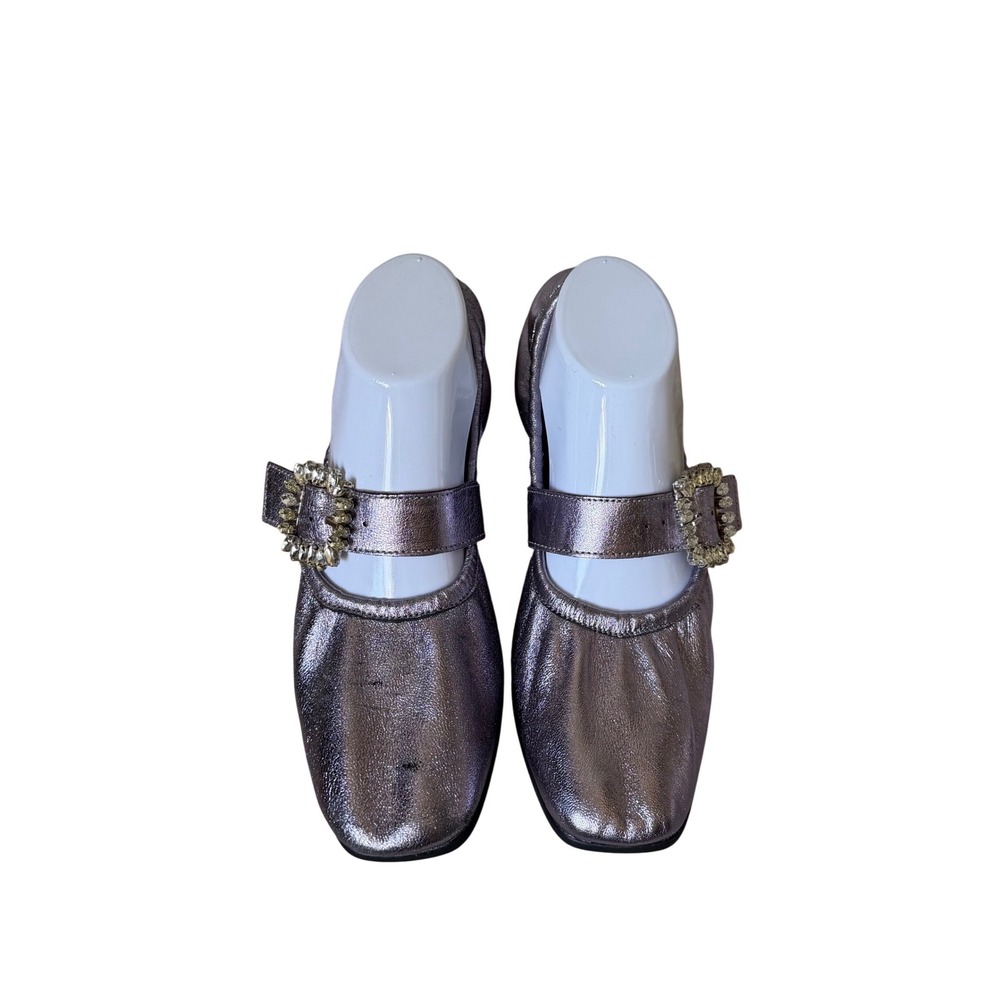 Free People Ballet Flats Ursa Gemini Mary Jane Metallic Lavender Purple 10 - Picture 2 of 11